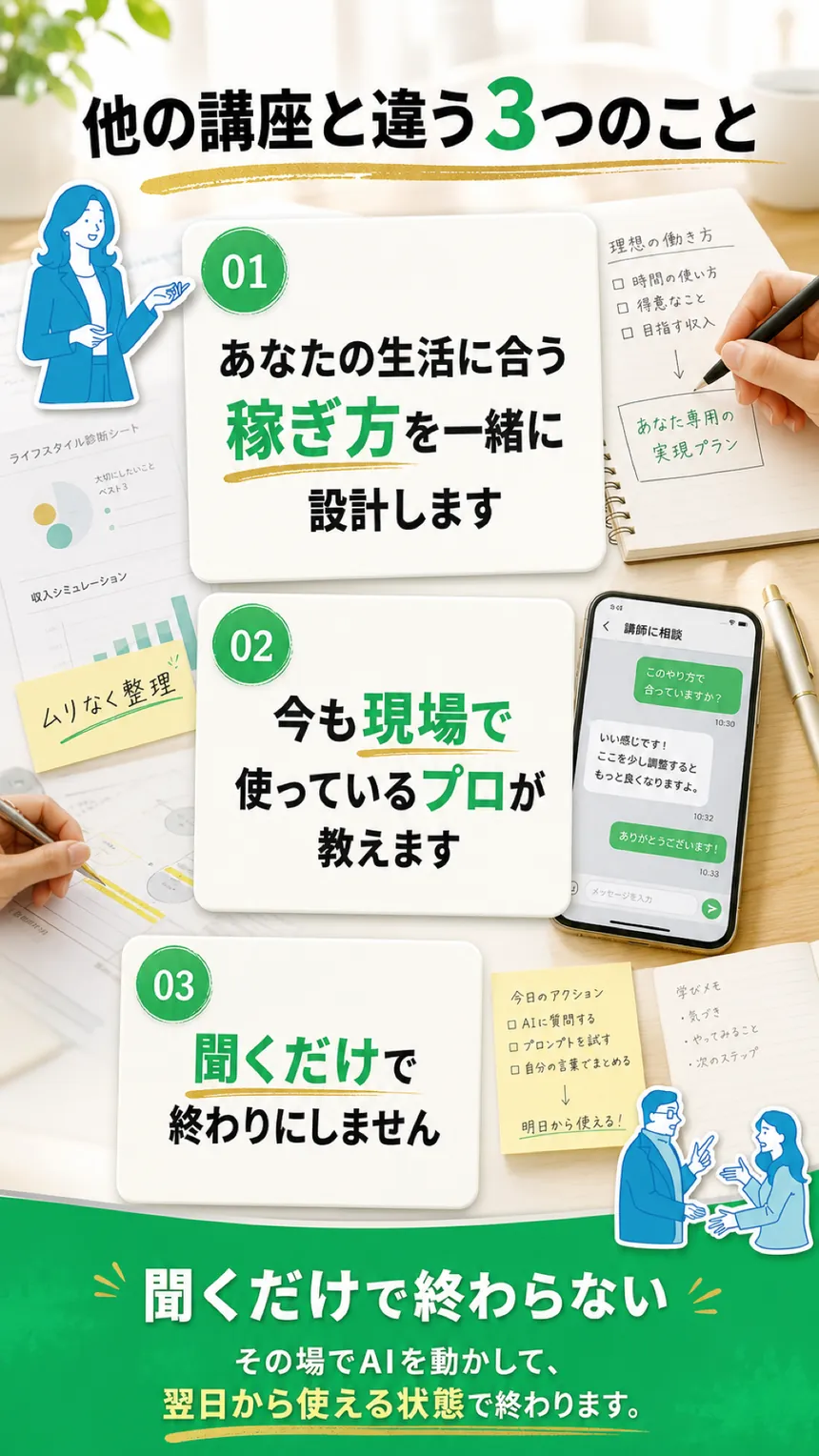 他のAI講座と違う3つのこと